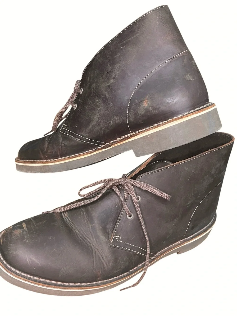 Men's Clarks Dark Brown Beeswax Leather Lace-Up Chukka Boots Sz 11